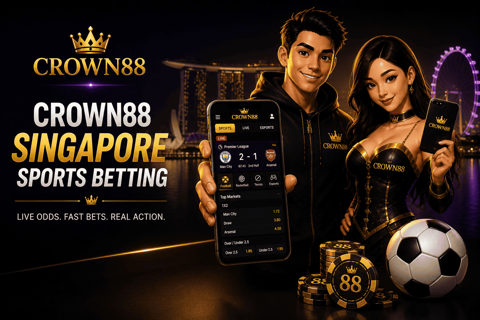 Crown88 Singapore sports betting mobile sportsbook interface